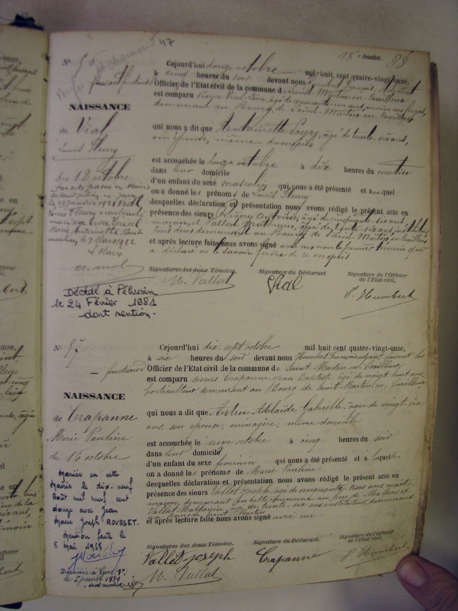 Page du registre